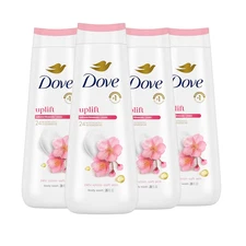 Body Wash 4 Count for 24Hr Lotion-Soft Skin Uplift Sakura Blossom and Yuzu Moist