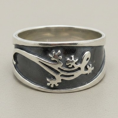 Genuine Sterling Silver Ring Band Salamander Solid Hallmarked 925 Handmade