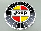 VINTAGE JEEP 12"  DODGE  GASOLINE GAS PUMP STATION PORCELAIN MOTOR OIL SIGN