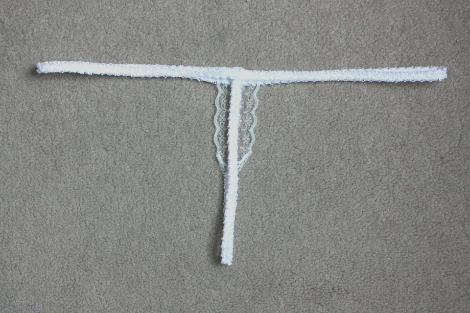 Tanga sexy feminina exótica lingerie fio dental rasgo micro gota - Imagem 2 de 4