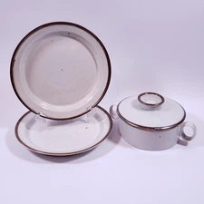 Vintage DANSK Brown Mist NR Denmark SUGAR BOWL & SALAD PLATE SET