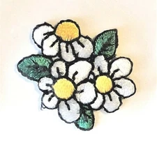 Group 3 Small White & Yellow Flowers Dill Patches Iron-On Applique ~2" x 1-1/8"