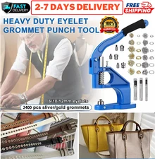 2400 Grommets Hand Press Grommet Machine Eyelet Hole Punch Tool 3 Dies #0 #2 #4