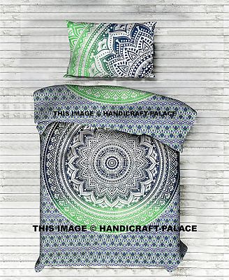 Indian Ombre Cotton Duvet Cover Twin Size Set Home Decor Mandala Printed Bedding
