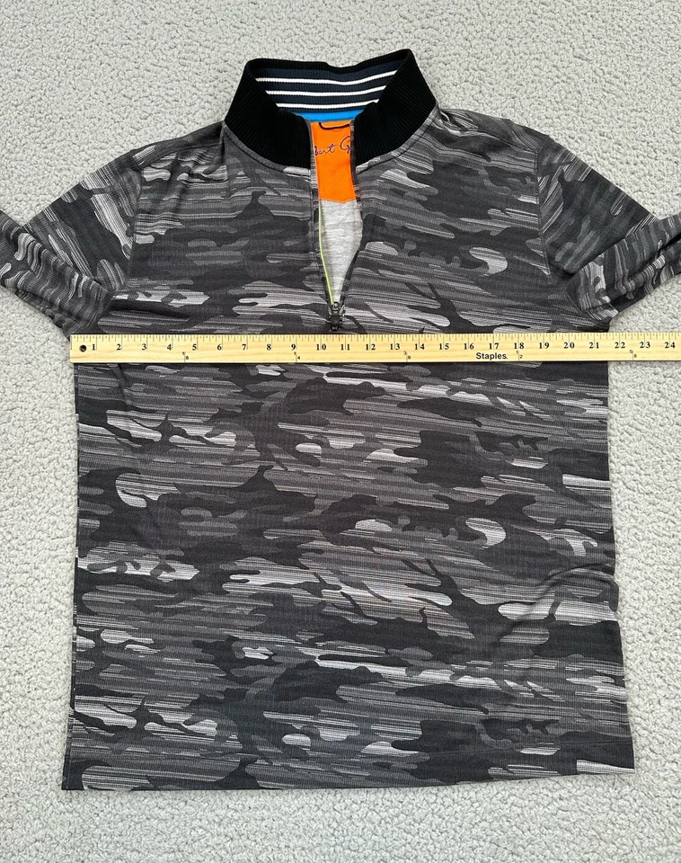 Suéter de golf Robert Graham para hombre gris medio camuflado 1/4 cremallera manga larga Foto 4 de 4