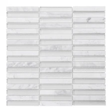 Calacatta Marble Stone Super White Glass Stacked Mosaic Tile Kitchen Backsplash