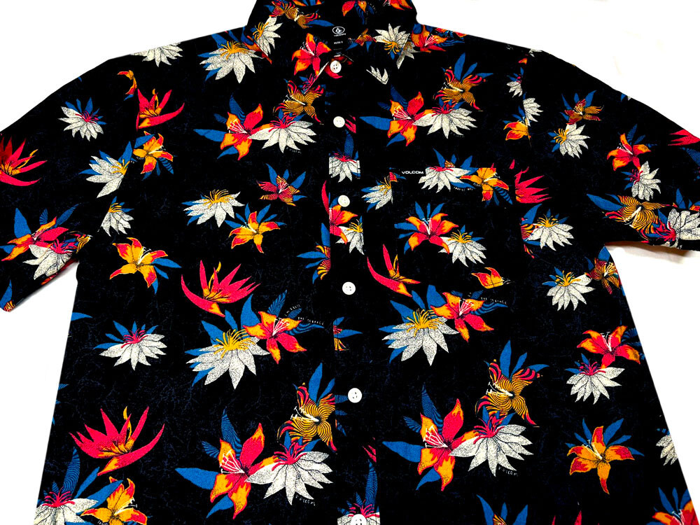 Volcom Mens Hawaiian Aloha Short Sleeve Cotton Black Multi