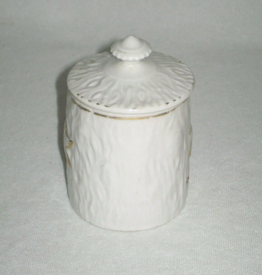 Antique Victorian Era Porcelain Horseradish Jar Purple Violet Flowers - Image 3 of 4