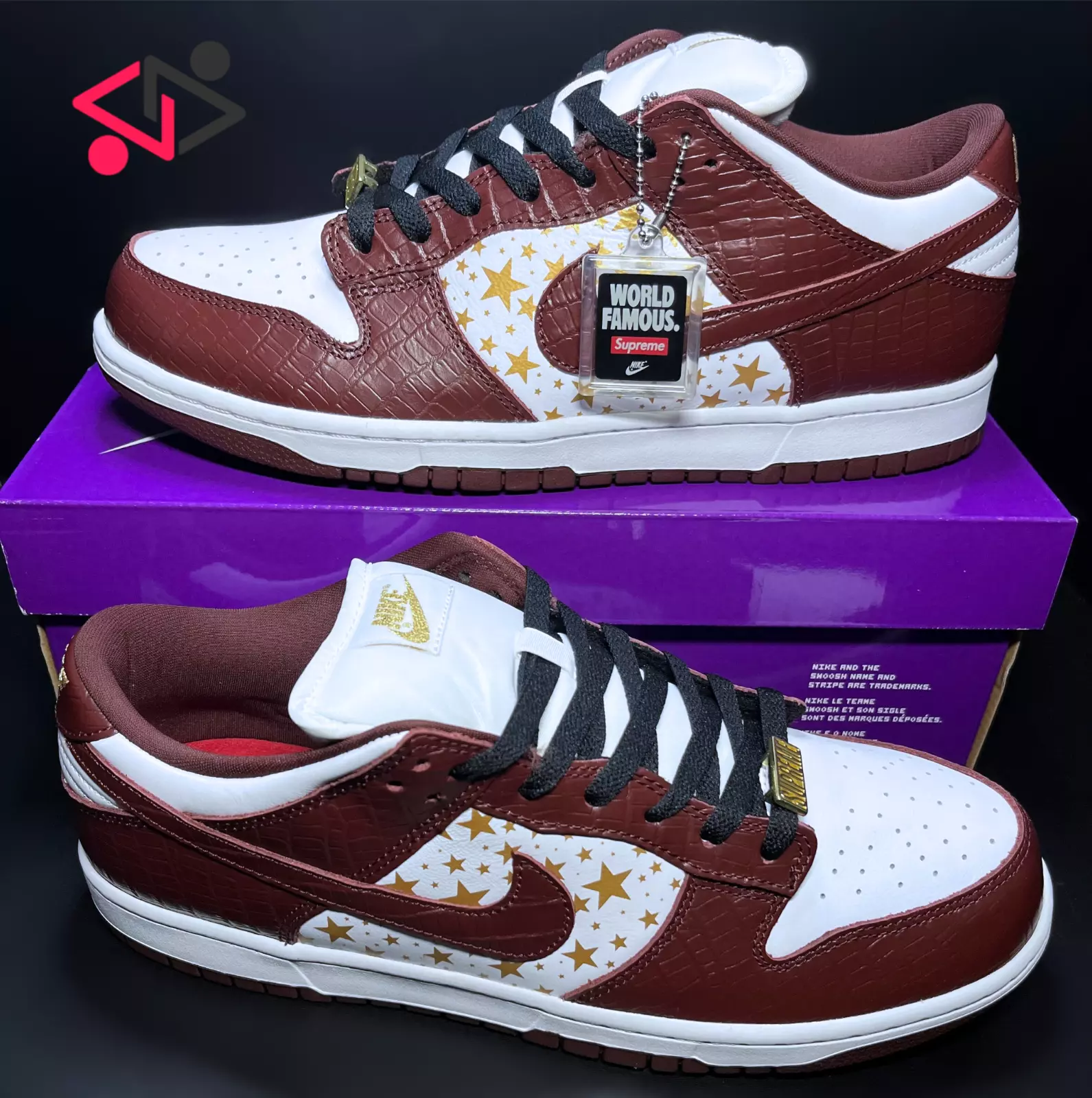Nike SB Dunk Low x Supreme Stars Barkroot marron (DH3228 103) homme taille 11