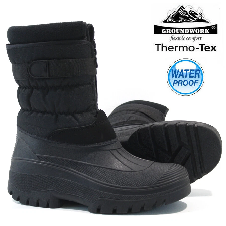 STIVALI DA NEVE UOMO INVERNALI IMPERMEABILI MUCKER SCI TERMICO WELLINGTONS PELLICCIA MISURA CALDA  - Immagine 4 di 4