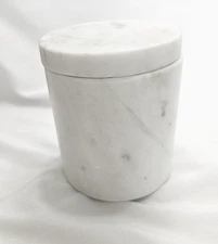 Natural White Marble Project 62 Bathroom or Kitchen Canister with Lid