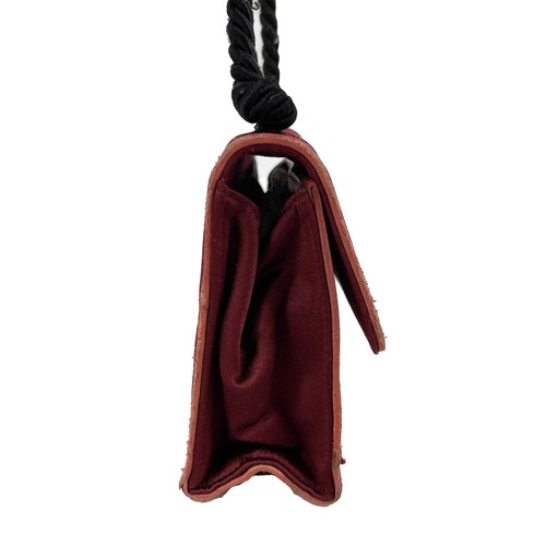 CHANEL - Vintage Mini Satin Quilted Rope Shoulder Crossbody - Burgundy / Black - Picture 7 of 12