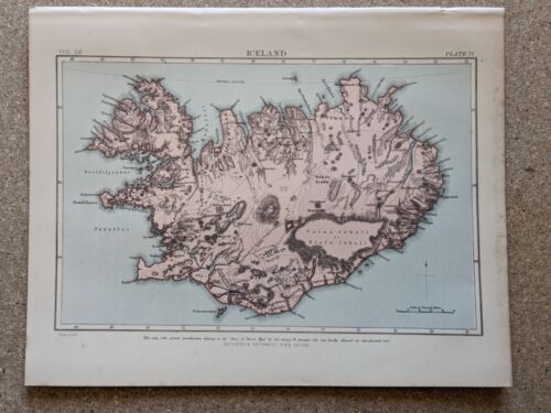c1895 Map of Iceland antique vintage Britannica 9th - Picture 1 of 1