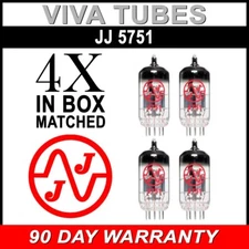 Brand New JJ Tesla 5751 GAIN MATCHED Quad (4) Vacuum Tubes Low-Gain 12AX7