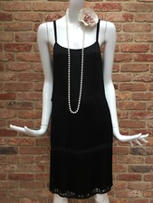  H&M Black Flapper 1920s Gatsby Charleston Tassle Fringe Dress Size XS 6-8