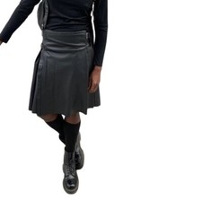 Men Genuine Black Cow Leather Gladiator Kilt - Scotish Leather kilt for Men