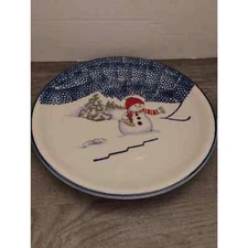 Thomson Pottery Snowman 4 Piece Place Setting Christmas Winter Dishware