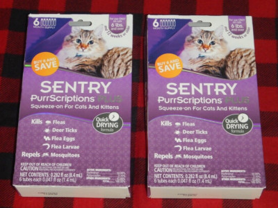 Sentry PurrScriptions Plus squeeze-on for cats kittens 6 month supply LOT OF 2