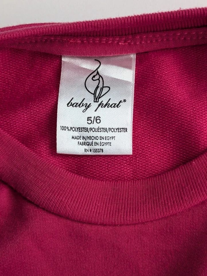 Y2K Bebé Phat Niñas Talla 5/6 Pull Over Top Hombros con Volantes Logo Arco Iris Rosa Foto 4 de 4