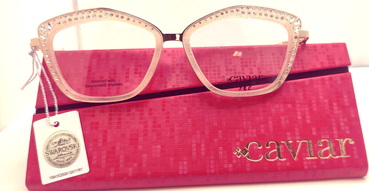 Caviar Eyeglasses M3028 Champagne Series Blond gold plastic Swarovski  Crystals