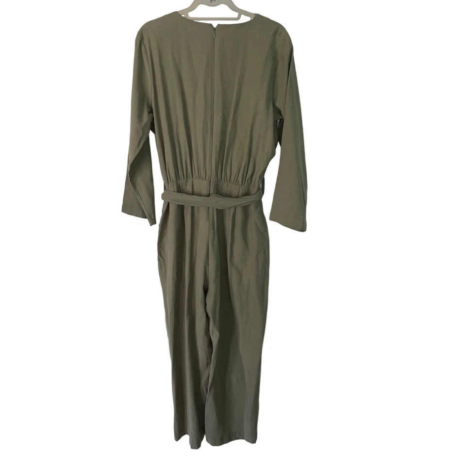 Macacão feminino Elizabeth and James tamanho grande verde sarja envoltório falso utilitário - Imagem 2 de 4