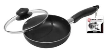 Nonstick Aluminum Frying Pan 6-Inch Black with Glass Lid Dishwasher Safe