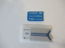256MB SANDISK MEMORY STICK PRO DUO CARD + Memory Stick Adaptor   New Old Stock
