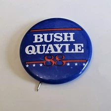 Vintage 1988 Bush Quayle 88 Campaign Small Button Pinback Blue White Red 1.25"