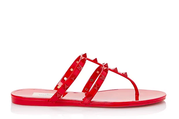 Valentino Garavani Rockstud Jelly Sandals In Red