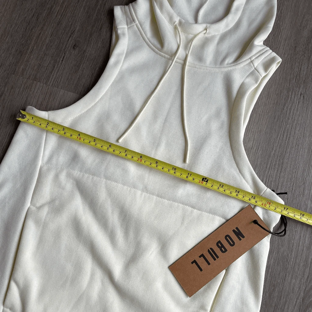 OFF WHITE Felpa con cappuccio senza maniche Nobull nuova con etichette in bianco sporco XS