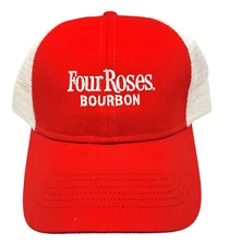 Four Roses BOURBON Unisex Red & White Baseball Trucker Cap Hat Mesh Snapback