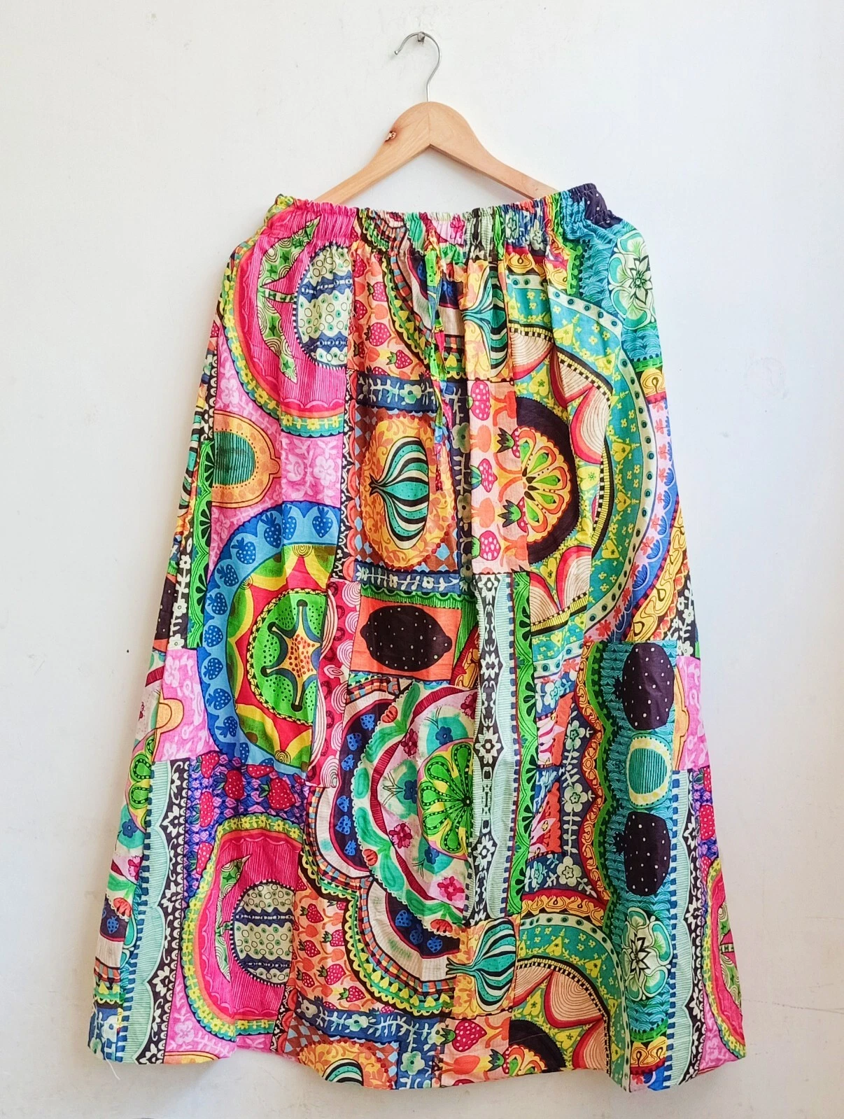 Indian Multi Vegetable Floral Skirt Cotton Skirt, Long Skirt Free Size Beachwear