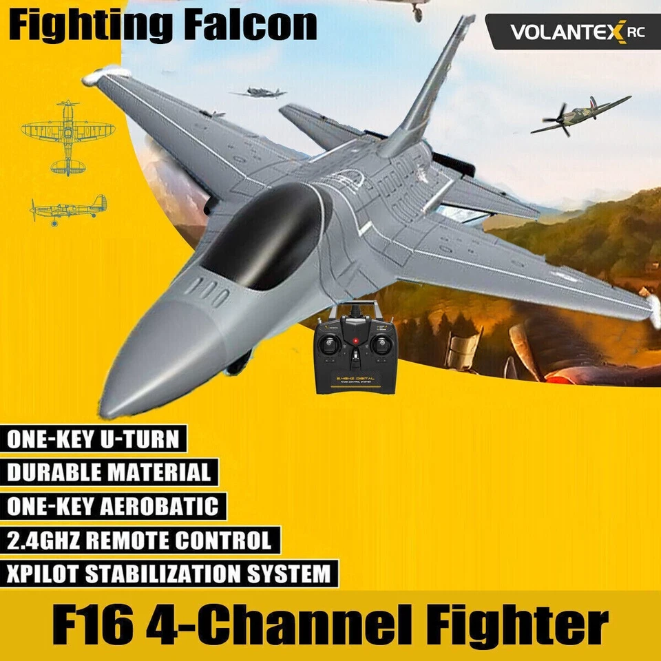 VOLANTEX 2.4G F16 4CH Fighting Falcon RC Airplane Flight Aerobatic Glider ToyS - Image 2 of 4