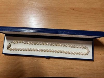 Schöne Süsswasser Zuchtperlenkette 45 cm l / Schloss 585/18K   26,5 g - Bild 1 von 4