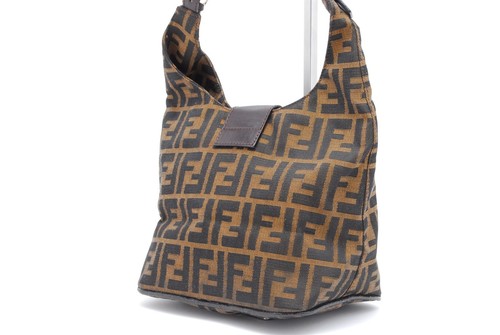 FENDI Zucca Mamma Shoulder bag Canvas Purse Brown - Picture 3 of 20