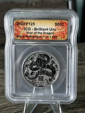 2024 P125 Year of the Dragon ICG Black Ruthenium .9999 Silver 1 of 1000