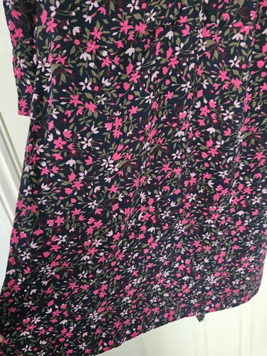 Joules Nettie Dress Size 14 Navy & Pink Floral 3/4 Sleeves Tie Belt Viscose - Picture 5 of 14