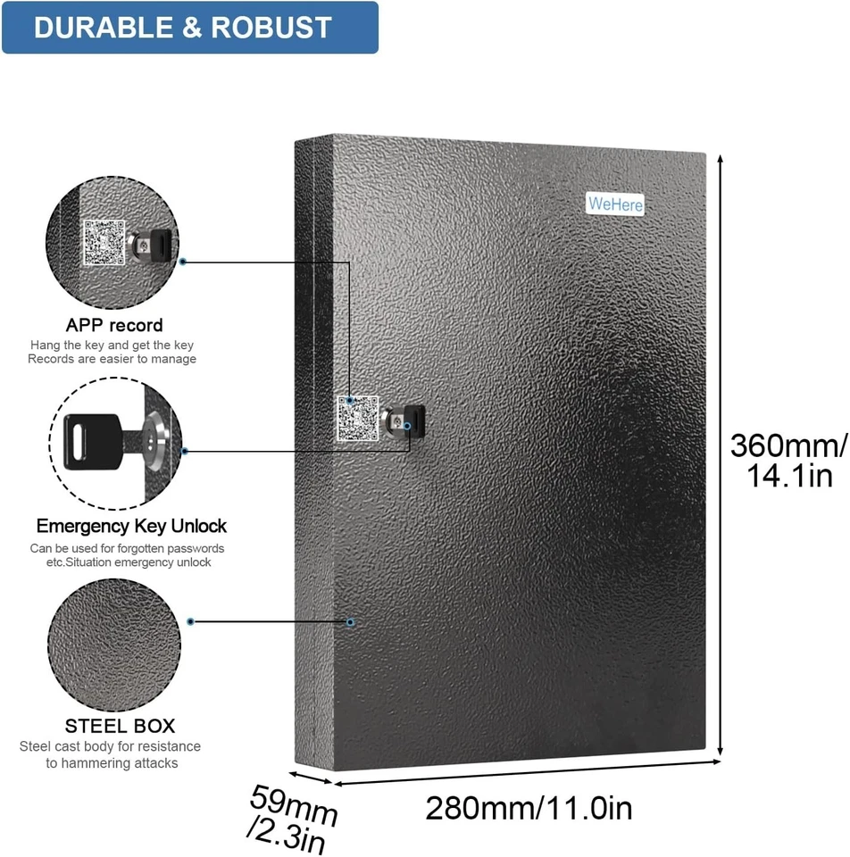 Stylish and Secure Wall-Mountable Key Locker with 32 Hooks for Easy Access - Image 4 of 4