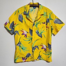 Vintage 80s Ocean Pacific OP Hawaiian Shirt Mens Bird of Paradise Surf Floral