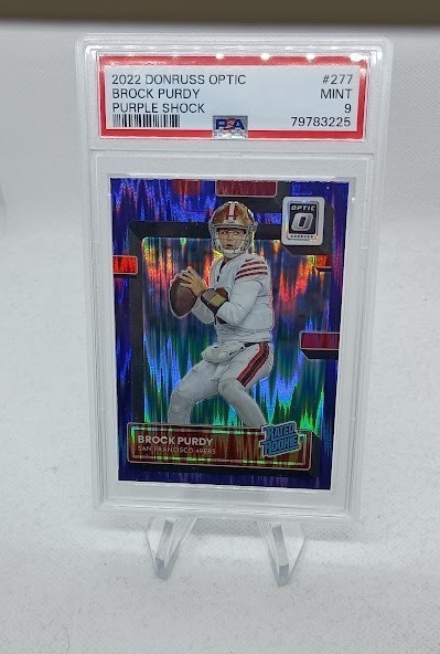 2022 Donruss Optic Brock Purdy RC #277 Purple Shock Holo Prizm 49ers PSA 9