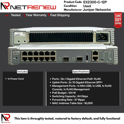 EX2300-C-12P Juniper Networks  Ethernet Switch 12-port PoE+ SFP+