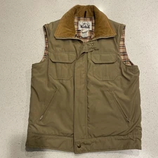 Vintage 80s Woolrich Corduroy Collar Vest Mens M Cowboy Ranch Trucker Tan