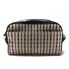 Auth DAKS - Beige Black Multi PVC Leather Shoulder Bag