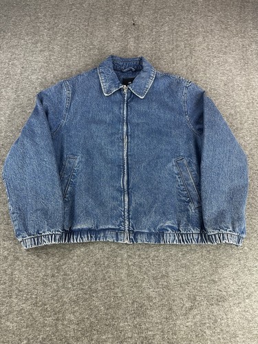 NWT H&M Denim Jacket Mens XL Blue Regular Fit Pocketed Collared Full Zip Classic - Picture 2 of 8