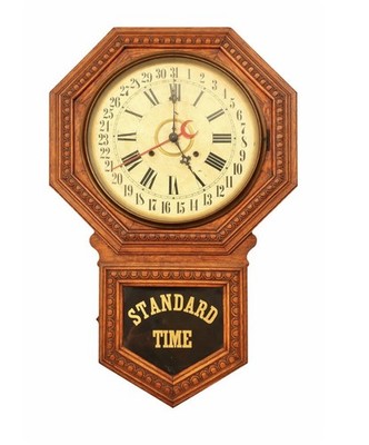 Antique 19th C Gilbert Admiral Oak Regulator Wall Clock Brass