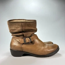Bogs Cassie Low Brown Leather Winter Ankle Boots Slip On 78418-233 Womens Size 7