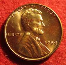 1959 (P)  Lincoln Memorial Cent/Penny - Uncirculated - Red - Actual Coin C876