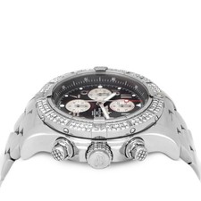 Breitling Super Avenger A13370 Auto 48mm Custom Diamond Bezel Black Dial Chrono 2