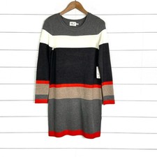 NWT ELIZA J Color Block Sweater Dress Long Sleeve Gray Orange Medium Fall New