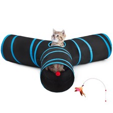 Pet Tunnel Tube Cat Toys 3 Way Collapsible, Cat Tunnels for Indoor Cats  Kitty...